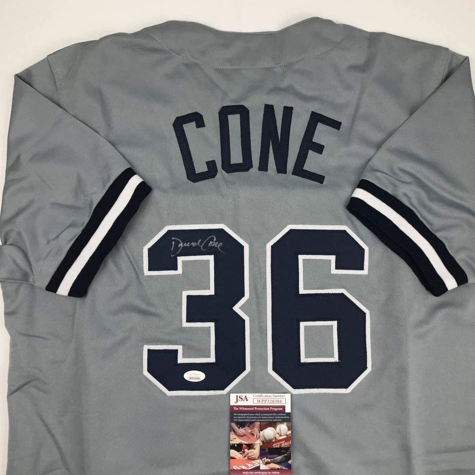Autographed/Signed DAVID CONE New York Grey Baseball Jersey JSA COA Auto - Image 2 of 4