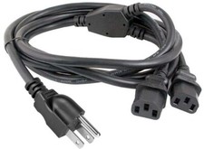 6FT 1 AC Plug To 2 Computer Style C13 Split Cord For PC Printer LCD TV Projector