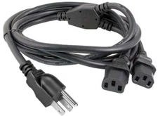 6FT 1 AC Plug To 2 Computer Style C13 Split Cord For PC Printer LCD TV Projector