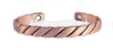 Braided - Solid Copper High Power Magnetic Bangle Bracelet Cuff twisted - BG26C