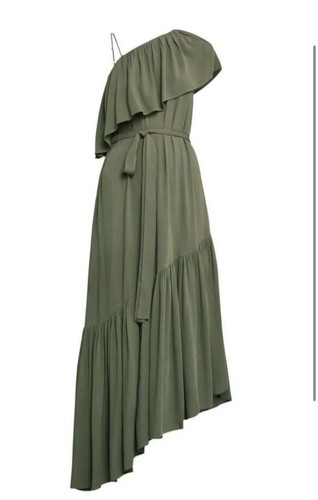 NWT BCBG MAXAZRIA CONRAD BELTED OFF-THE-SHOULDER ASYMMETRICAL DRESS SZ XS - Picture 3 of 9