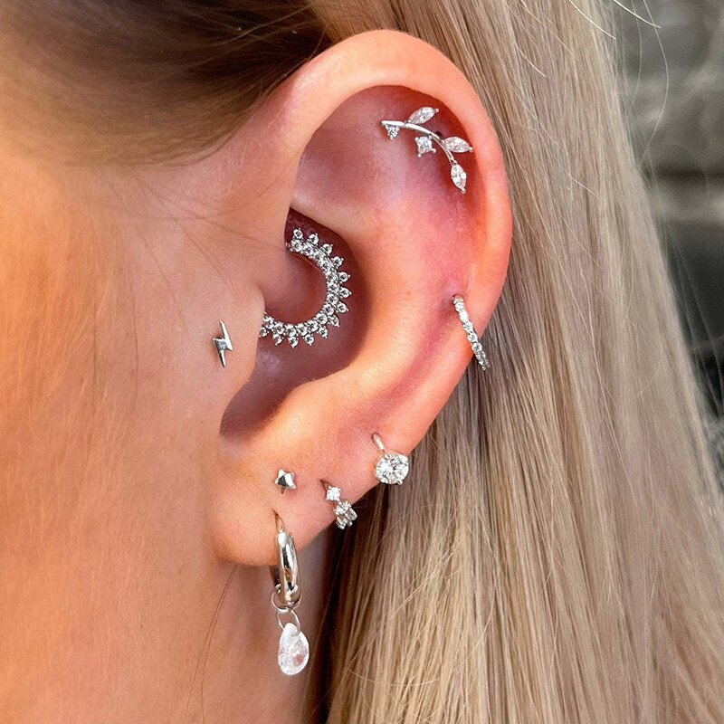 Geometric Zircon Spiral Stud Earrings for Women and Girls