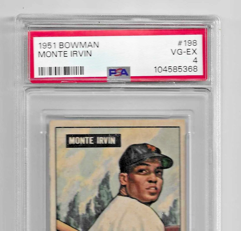 1951 BOWMAN BASEBALL CARD #198 HOF MONTE IRVIN RC PSA 4 NQ MLB NEW YORK GIANTS - Image 2 of 4