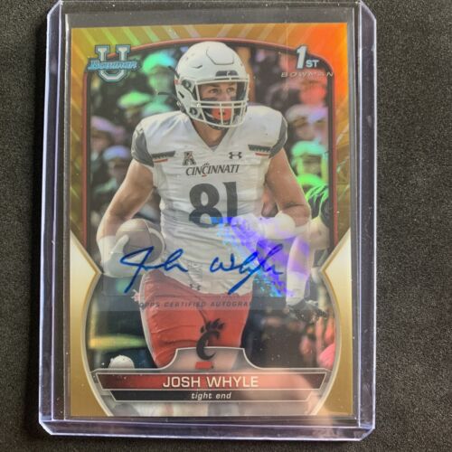 2022-23 Bowman University Chrome Josh Whyle Orange Shimmer Auto 29/50 BEARCATS - Picture 3 of 3