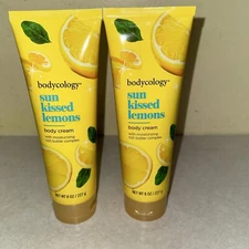 NEW-LOT OF 2 Bodycology SUN KISSED LEMONS BODY CREAM Each 8oz FREE SHIPPING