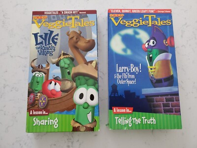 VeggieTales-Larry Boy & Lyle the Kindly Viking VHS Tapes Lessons Sharing & Truth