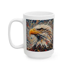 American Eagle Jackson Pollock Style Mug, Unique Coffee Cup Gift, Artistic Tea