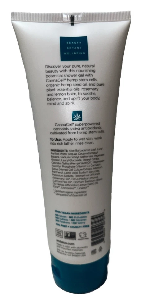 Gel de ducha botánico Andalou CannaCell cuidado corporal romero + bálsamo de limón NUEVO Foto 2 de 2