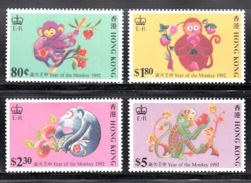 HONG KONG 1992 YEAR OF THE MONKEY SCOTT 615-618 MLH
