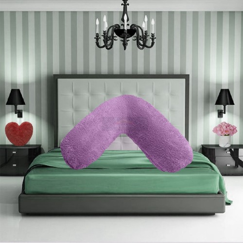 Teddy Fleece V Shaped Orthopedic Pillow Case Neck Support Pregnancy Maternity - Picture 13 of 23