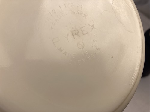 Vintage White PYREX Green Daisy Casserole Dish No Lid #472 1 1/2 PT EUC - 第 12/12 張圖片