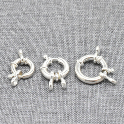 925 Sterling Silver Spring Ring Pearl Clasp Strand for Necklace 10mm 12mm 14mm