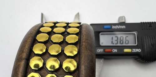 Breiter Holz Armreif Armband mit Messing Polkadots - Bild 5 von 5