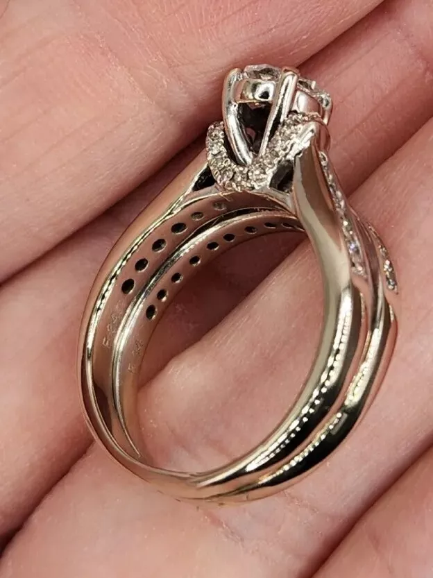 Diamond Wedding Set 14K White Gold Size 7 SIZABLE eBay