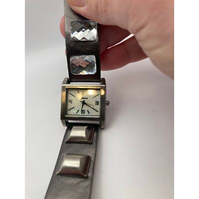 Unique Genevea Analog Moon Pearl Face Adjustable Two Sizes Gems on Band