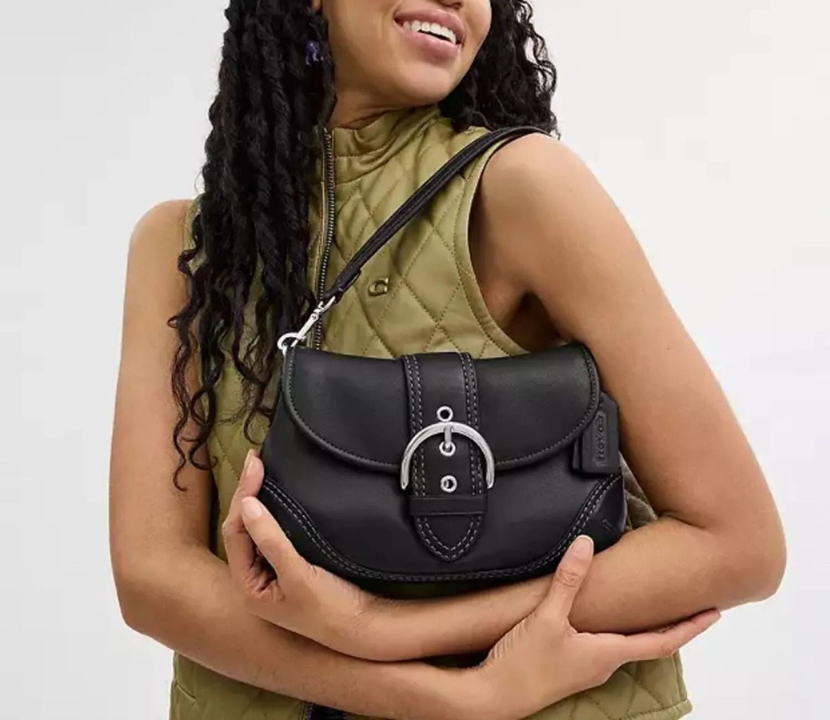COACH SOHO ブラックレザー ハンドバック Coach Black Leather Soho Shoulder Bag – Rediscover Vintage