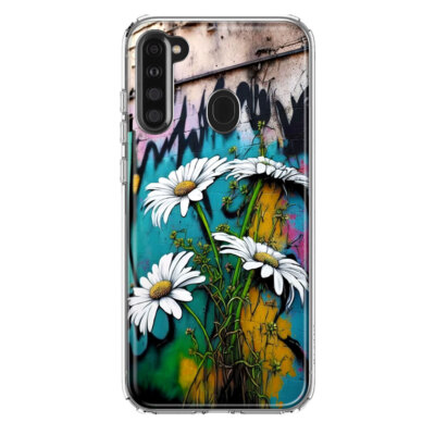 For Samsung Galaxy A21 Shockproof Case White Daisies Graffiti Art