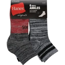 Hanes Men's Ankle Socks Ultimate Originals shoe size 6-12