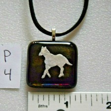Made In USA Fused Glass Pendant with 18" Soft Leather Necklace P4