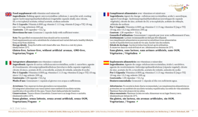 Complément Alimentaire Vita World ACE Zinc + Sélénium - 120 Capsules Végétaliennes - Fabriqué En Allemagne
