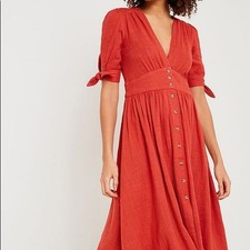 People Love Of My Life Midi Dress L Black Large Tie Button Ob659932 For Sale Online Ebay