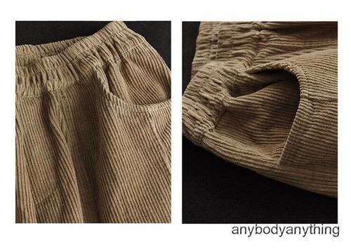Retro Style Women Corduroy Harem Pants Splicing Trousers Autumn Winter Spring Sz - Picture 7 of 27