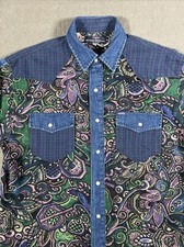 Vintage Guess Georges Marciano Pearl Snap Denim Acrylic Casual Shirt Small