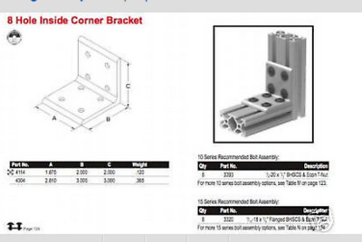 4 NEW(#4304)8-Hole In. Corner Brackets 8020(80/20 Inc)