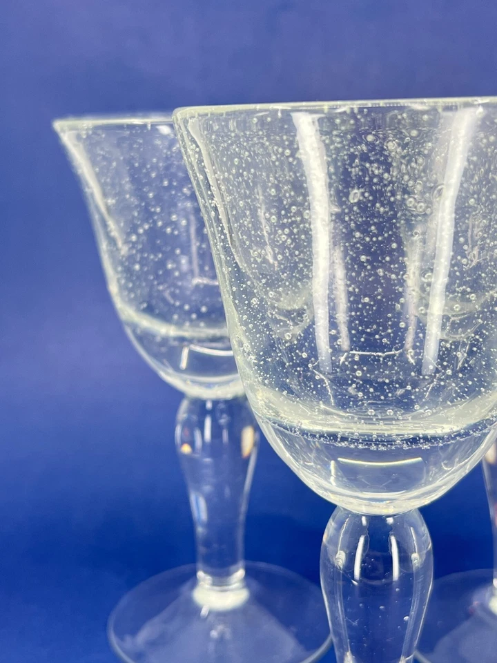 3 copas de vino Artland copas de agua con burbujas de semillas transparentes sopladas a mano 7" H Foto 4 de 4