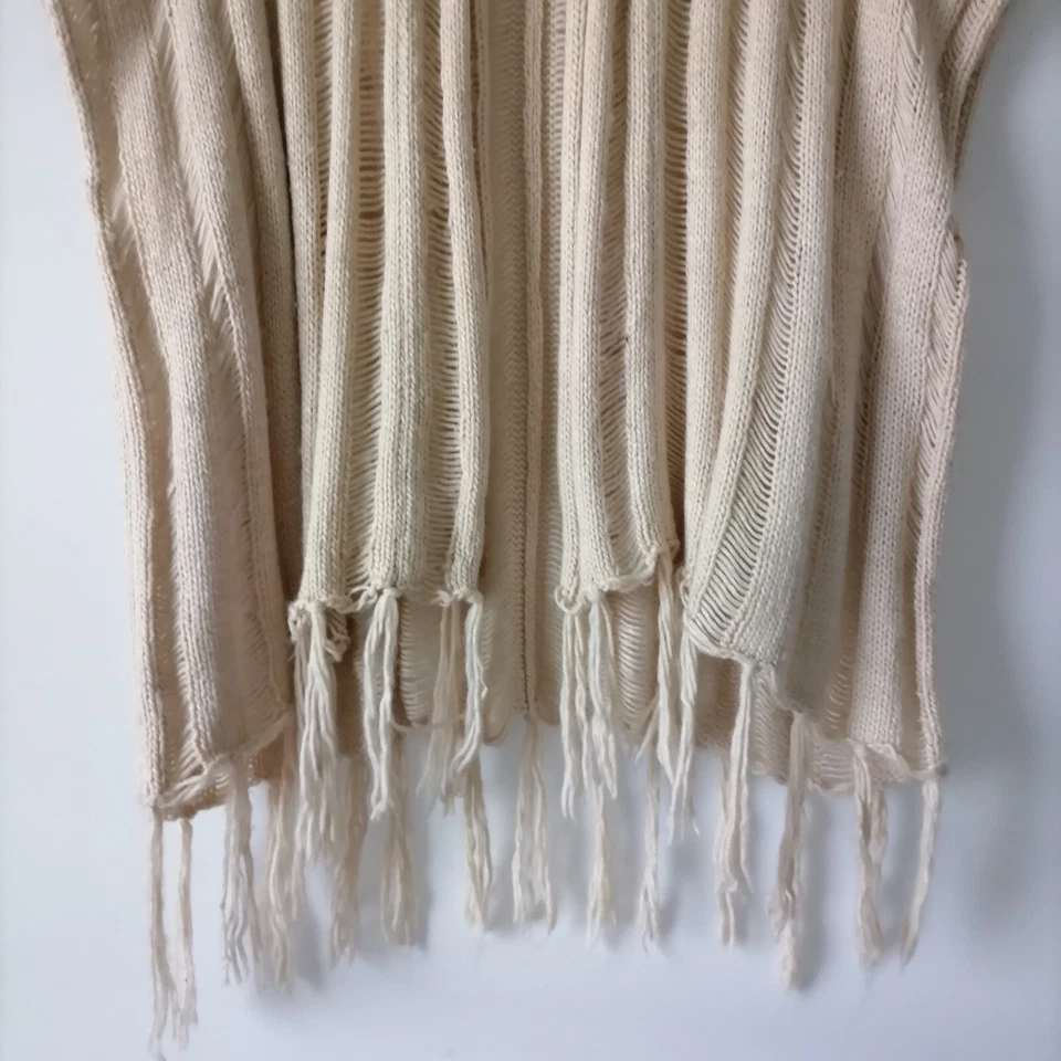 Cárdigan suéter Elan para mujer crema manga corta borlas frente abierto talla única Foto 3 de 4