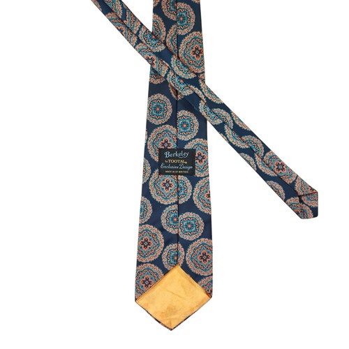 TOOTAL BERKLEY Mens 3.75" Traditional British Geometric Necktie Navy Bronze Tie - Picture 3 of 5
