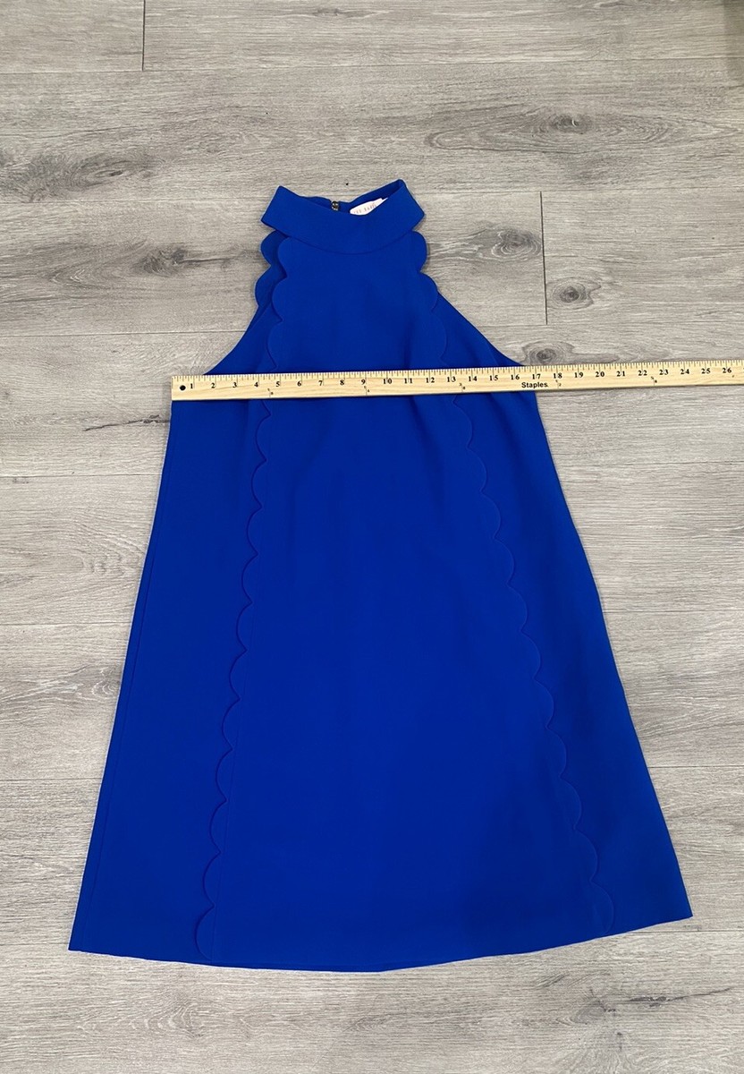 Ted Baker Torrii Halterneck Scallop Tunic Mini Dress Blue Sleeveless Back  Zip