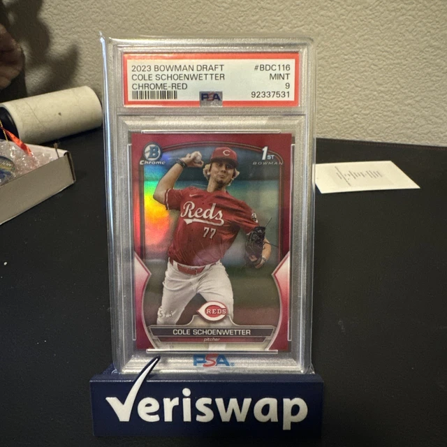 2023 Bowman Draft Chrome Cole Schoenwetter Red 1st Prospect 5/5 PSA 9