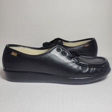 SAS Siesta Black Lace Up Loafer Moccasin Walking Shoe Made in USA Size 10.5 N