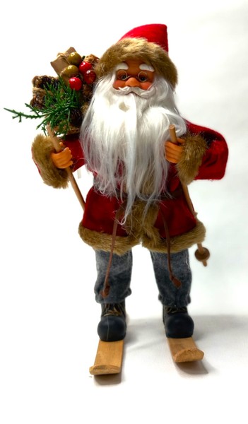 Weihnachtsmann Santa Claus Nikolaus Auf Skiern 30Cm. Weihnachts-Figur Deko-image