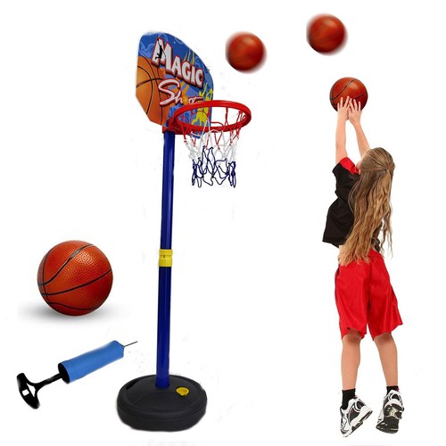Kids Toddler Adjustable Basketball Hoop Goal Indoor Outdoor Play Toy Set Age 2-6 - 第 1/11 張圖片