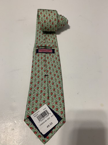 Vineyard Vines Bobbing For Apples Moonshine Green Silk Boys Tie New NWT - Picture 3 of 12