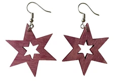 Star Earrings Miniblings Christmas Xmas Wood Purple Hollow