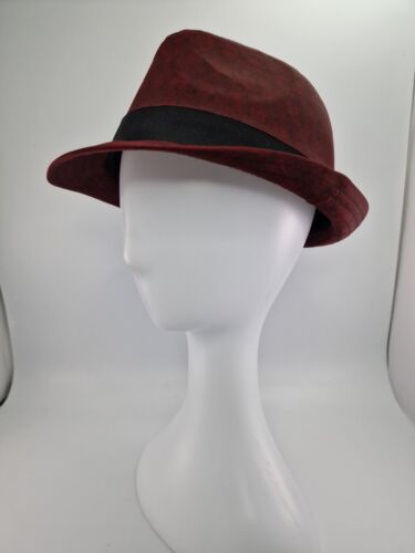 Casquette taille unique vin rouge trilby accessoire chapeau chapeau fou - Photo 1/12