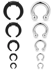14G-4G Septum Stretching Kit Surgical Steel Acrylic Pincher Tapers C Shape Buffa
