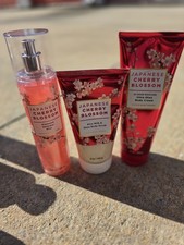 Bath Body Works Japanese Cherry Blossom 3pc Mist, Scrub Body Cream Shea