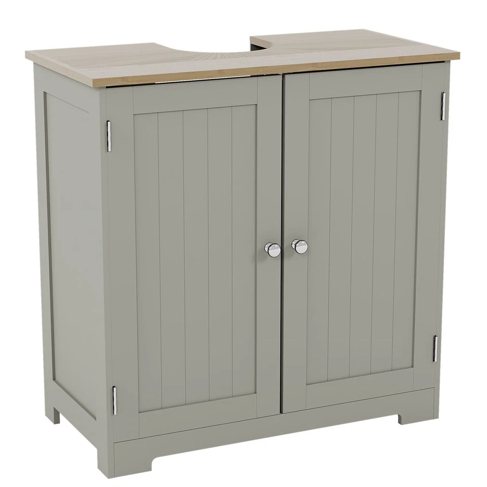 Priano Sink Cabinet Vanity Under Basin Bathroom Kitchen Grey Storage Furniture - Image 3 of 4