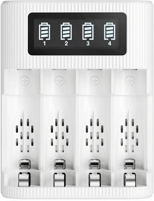 LCD Akku Ladegerät für AA & AAA Batterien   EBL FY-409 mit Micro USB & USB-C, in