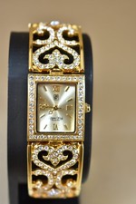 Victoria Wieck Beverly Hills Gold Tone Crystal Rectangular Quartz Ladies Watch
