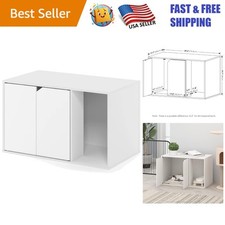 Elegant Solid White Litter Box Enclosure - Modern Pet Furniture Solution
