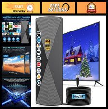 Indoor TV Antenna with Amplifier - 2025 Long Range Signal Booster for 4K/1080p,