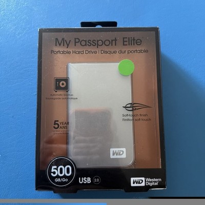 Western Digital My Passport Elite USB 2.0 500GB External Hard Drive - Gray New