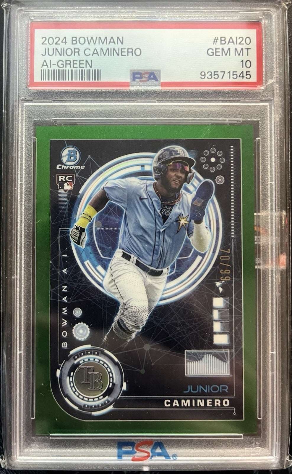 2024 Bowman - Bowman Ai Junior Caminero #BAI-20 Green Refractor /99 (RC)