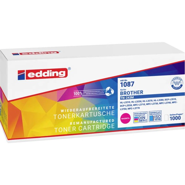Edding Toner Ersetzt Brother TN-243 Kompatibel Magenta 1000 Seiten EDD-1087-image