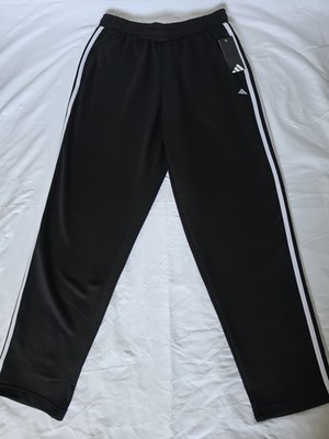adidas Men's French Terry Track Pants Black/White M Drawstring Elastic Gym
